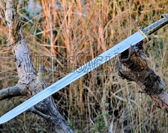 Ragnar Viking Sword Replica Runed Stainless Steel with Display Plaque