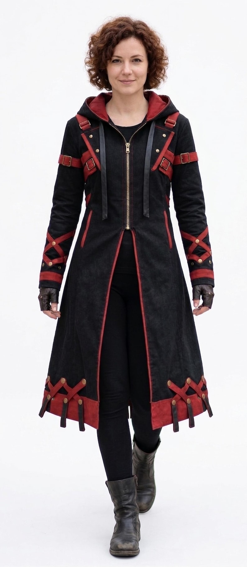 RavnForge Hooded Desert Nomad Coat – Distressed Tactical Canvas Jacket for Cosplay, LARP, Festivals & Streetwear image 1