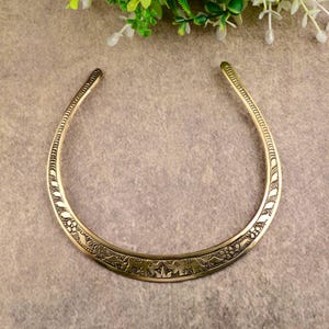 Engraved Brass Choker Necklace | Handmade Tribal Collar Jewelry | Boho Festival Statement Necklace | Vintage Ethnic Adjustable Brass
