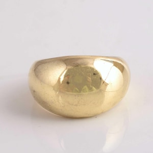Handmade Brass Dome Ring, Polished Gold Tone Band, Minimalist Chunky Statement Ring, Adjustable Brass Jewelry, Gift for Women and Men