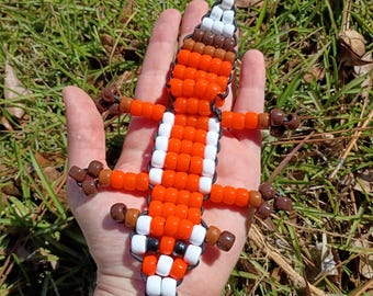 Kandi red fox keychain • decorative bead keychain