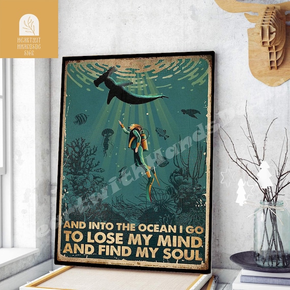 Into the Ocean Art Vintage Ocean Poster Into the Ocean I Go - Etsy
