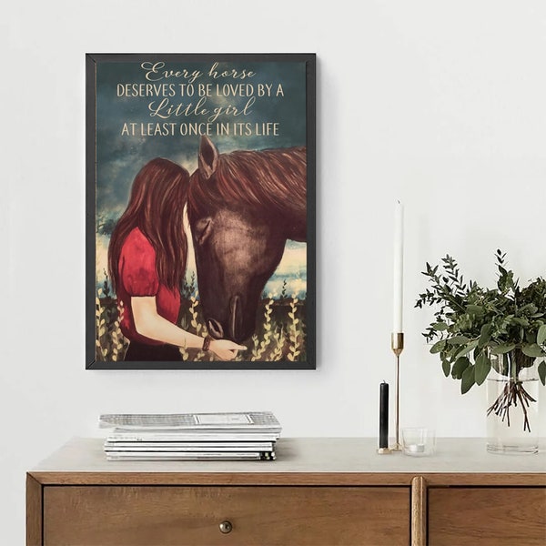 Targa Metallica Vintage Con Cavallo E Ragazza – 20x30 Cm – Decorazione Per Fattoria E Bar - 3