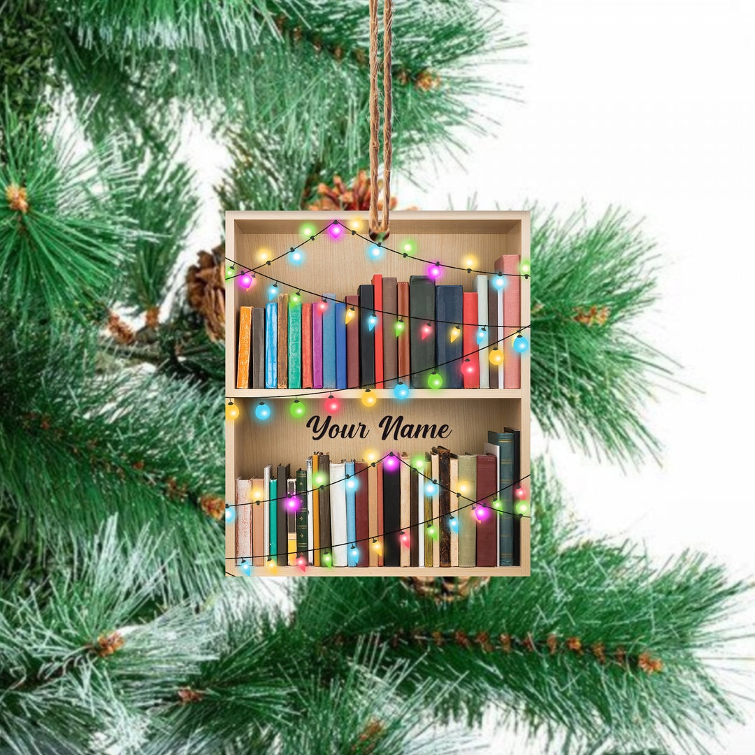 Bookshelf Ornament Reading Books Christmas Ornament Books Etsy