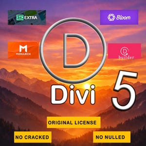 Divi 5, Divi Builder - Divi Theme / Unlimited Websites / Automatic updates / License Activation, Apy Key / WordPress / 1 year update.