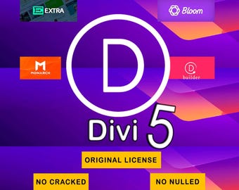Divi 5, Divi Builder - Divi Theme / Unlimited Websites / Automatic updates / License Activation, Apy Key / WordPress / 1 year update.