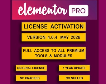 Elementor Pro License for 1 Site • 1 Year Update • Genuine WordPress Plugin • WooCommerce