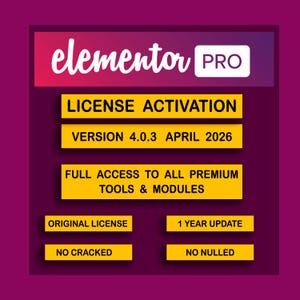 Elementor Pro License for 1 Site • 1 Year Update • Genuine WordPress Plugin • WooCommerce