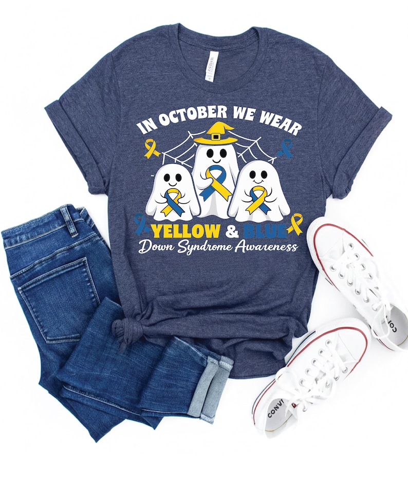 In October We Wear Yellow and Blue PNG | Family Ghost Halloween Design ...
