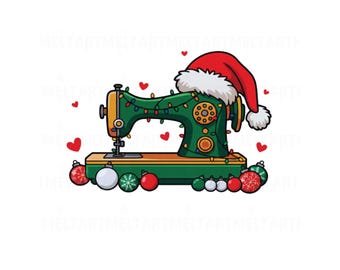 Christmas Sewing Machine PNG, Holiday Quilter Graphic (Digital Download)