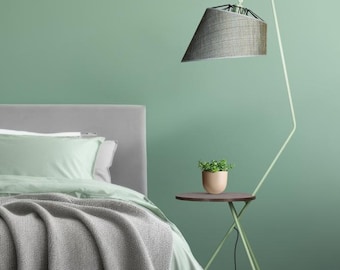 Handcrafted Ash Wood Floor Lamp, Fabric Shade, Modern Scandinavian Design, Color Options