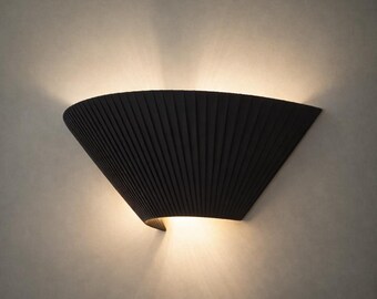 Arandela de parede em tecido, com cúpula plissada, para iluminação ambiente, estilo moderno (Ø650×A180 mm)