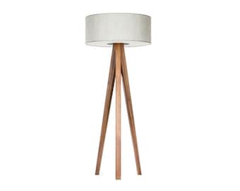 Scandinavian Ash Wood Floor Lamp with Fabric Shade