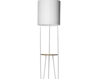 Handmade Modern Wood Floor Lamp with Fabric Shade