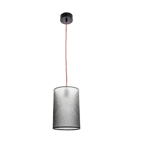 Pendellampa Oslo Z-1 med tygskärm Ø200xH250, askträfot, 1000 mm höjd, svart eller vit kabel, E27-sockel