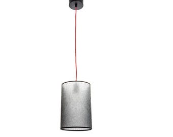 Pendant Lamp Oslo Z-1 with Fabric Shade Ø200xH250, Ash Wood Base, 1000mm Height, Black or White Cable, E27 Socket