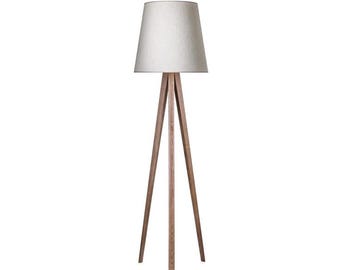 Minimalist Ash Wood Floor Lamp: Modern Fabric Shade, 1800mm Tall