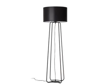 Luminária de chão minimalista – Columbus LS-1 – Luminária de pé feita à mão com cúpula de tecido – Iluminação escandinava moderna