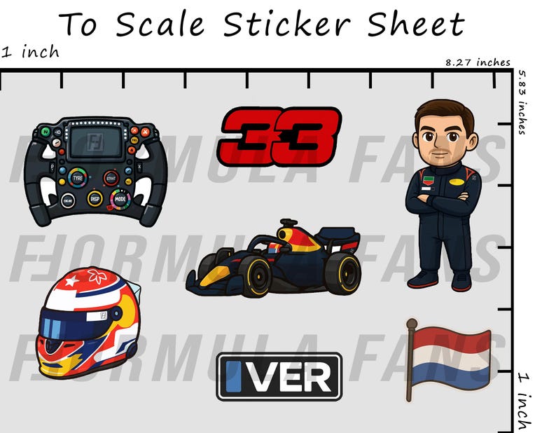Max Verstappen Formula 1 Sticker Sheet – Premium Vinyl F1 Stickers ...
