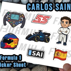 Carlos Sainz Formel 1 Aufkleberbogen - Premium Vinyl F1 Aufkleber | Perfektes Geschenk für F1 Fans - Williams