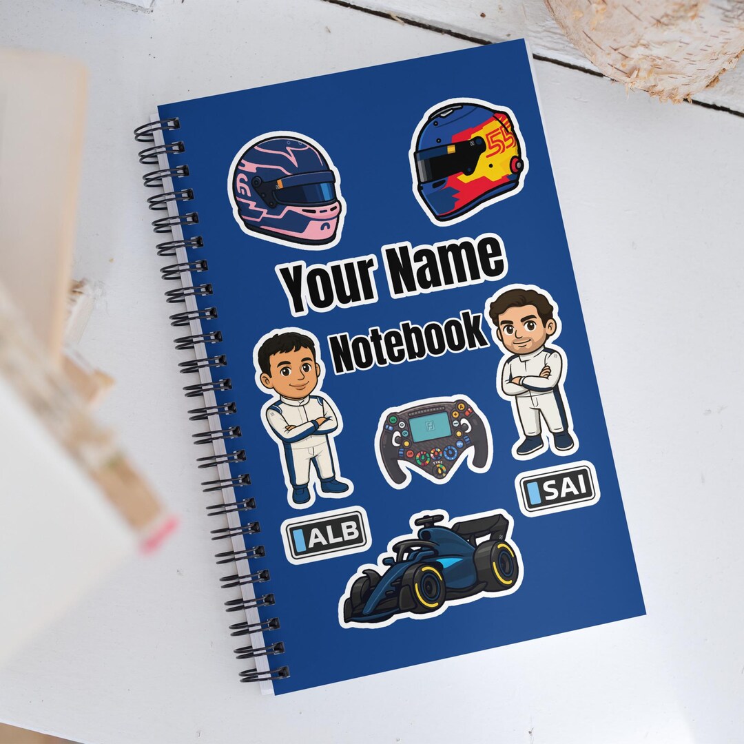Small Racing Notebook Personalized Williams F1 Notepad – Custom Name Notebook | Alex Albon ...