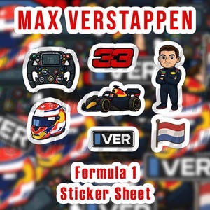 Hoja de pegatinas de Max Verstappen para Fórmula 1: vinilo premium de F1 / Regalo perfecto para fans de la F1 - Redbull