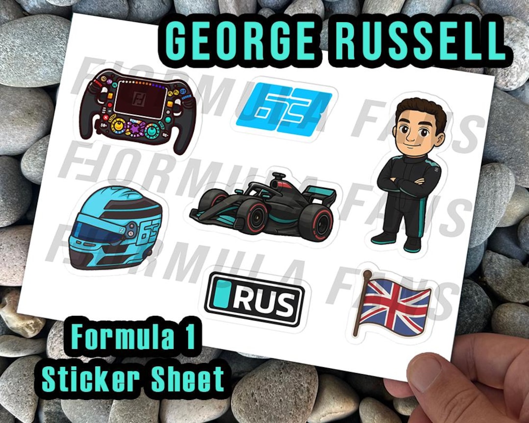 George Russell Formula 1 Sticker Sheet – Premium Vinyl F1 Stickers ...