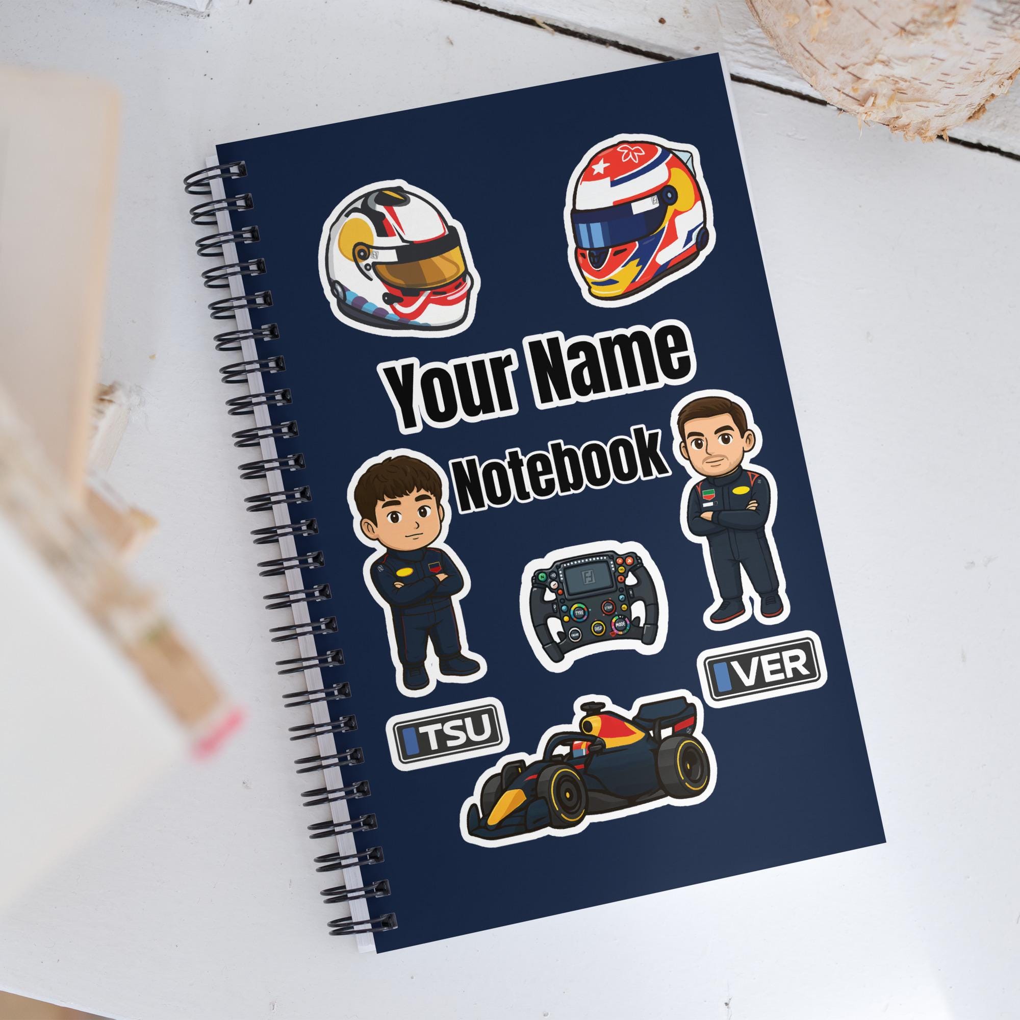 F1 Notebook Design Personalized Redbull F1 Notepad – Custom Name Notebook | Verstappen ...