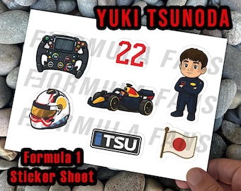 Yuki Tsunoda Formula 1 Sticker Sheet – Premium Vinyl F1 Stickers | Perfect Gift for F1 Fans - Redbull - 2025