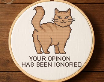 Funny Cat Cross Stitch Pattern PDF | Snarky Sassy Cat Embroidery | Modern Sarcastic Xstitch for Cat Lovers