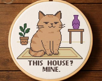 Funny Cat Cross Stitch Pattern – Snarky Cat Embroidery | Cat Lover Gift | Modern Embroidery PDF Pattern (Instant Download)