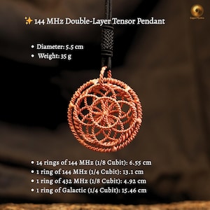 Pingente Tensor de 144 MHz – Colar de Geometria Sagrada em Cobre Puro (5 cm) para Equilíbrio Energético e Meditação