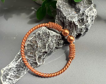 Aangepaste ringarmband met dubbele frequentie tensor, dubbel gedraaide puur koperen armband met kralen, gepersonaliseerde meditatie-energie biofield-sieraden