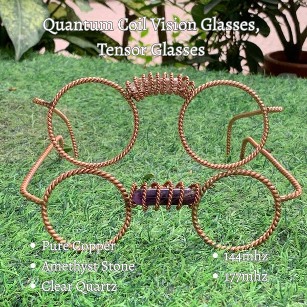 Óculos Quantum Coil Vision, Óculos Tensor – Armações de Energia de Geometria Sagrada com Opção de Cristal Personalizado – Óculos com Fio de Cobre Torcido à Mão