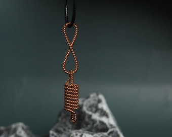 Pure Copper Spiral Pendant, Energy Coil Necklace, Voice Chakra Amulet, Spiritual Jewelry, Unisex Copper Jewelry, Fire Element Talisman