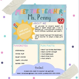 Meet The Teacher Editable Template, Back To School Teacher Intro, Open House Handout