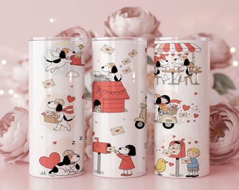 Valentine Dog Tumbler Wrap | Puppy Love Sublimation Design (Instant Download