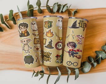Wizard School Tumbler Wrap | Magic Train, Icons PNG (20oz Skinny)