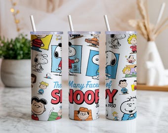 Snoopy Characters Tumbler Wrap | Vintage Comic Beagle Sublimation PNG (Digital Download)