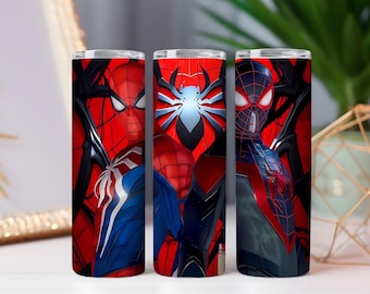 Spider-Man Tumbler Wrap PNG | 20oz  30oz Skinny Tumbler Design  | Straight & Tapered | Instant Download