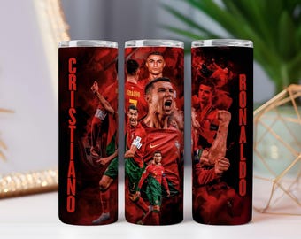 Inspired Football Legend Cristiano  Ronaldo Tumbler Wrap PNG | 20oz Skinny Sublimation Design | Digital Download