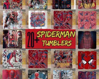 20+ Web-Slinger Superhero Tumbler Wrap PNG Bundle, Comic Style Sublimation Designs for 20oz
