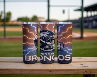 Denver Broncos Football Helmet Tumbler Wrap | Lightning Sports Fan Sublimation PNG (Digital Download)
