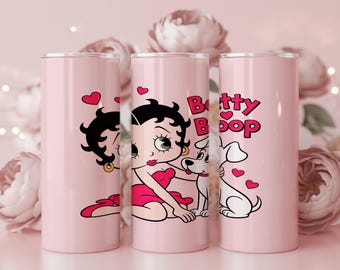 Betty Boop  Cartoon Tumbler Wrap | Vintage Pin-Up Character 20oz Skinny Sublimation PNG | Retro Cartoon Cup Design | Digital Download