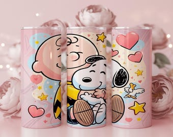Boy and Puppy Hug Tumbler Wrap | Cartoon Friends Design (Digital Download)