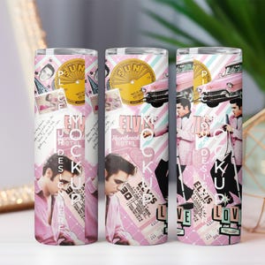 Retro Elvis Presley Tumbler Wrap: 20 Unzen Skinny Sublimation PNG (Digitaler Download)