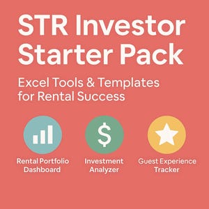 STR Investor Starter Pack | Airbnb Excel Templates | Portfolio Dashboard, Analyzer, Guest Experience Tracker