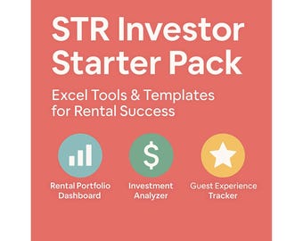 STR-startpakket voor investeerders | Airbnb Excel-sjablonen | Portfoliodashboard, analyser, tracker gastervaring
