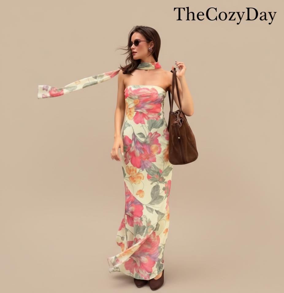 chinese dress ladies Hipster Chihuahua Pattern Print Short Sleeve Maxi Dress
