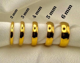 14K Gold Thin Wedding Bands, 2mm-3mm-4mm-5mm-6mm Minimalist Wedding Band, Stacking Ring, Thick Gold Wedding Band, Gift For Her Him